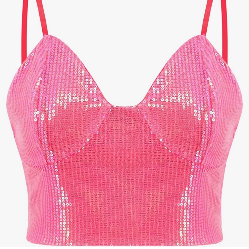 Pink sequin cami top